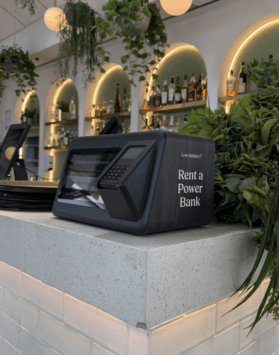 Fluro Mini counter station - Rent a Power Bank
