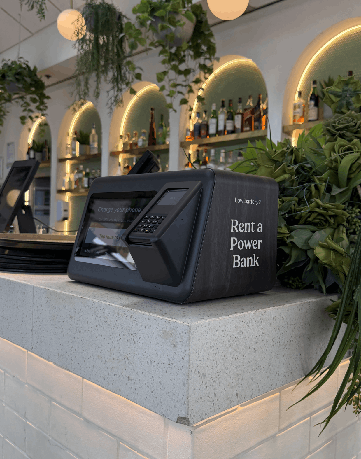 Fluro Mini counter station - Rent a Power Bank